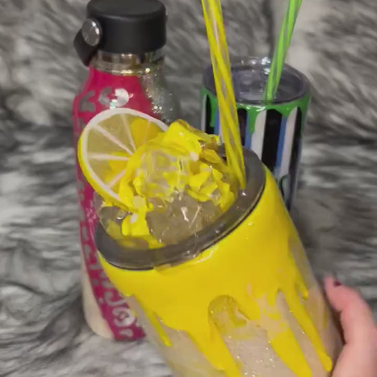 Handmade Glitter Tumbler: Beetlejuice, Leopard Print, Lemonade Topper