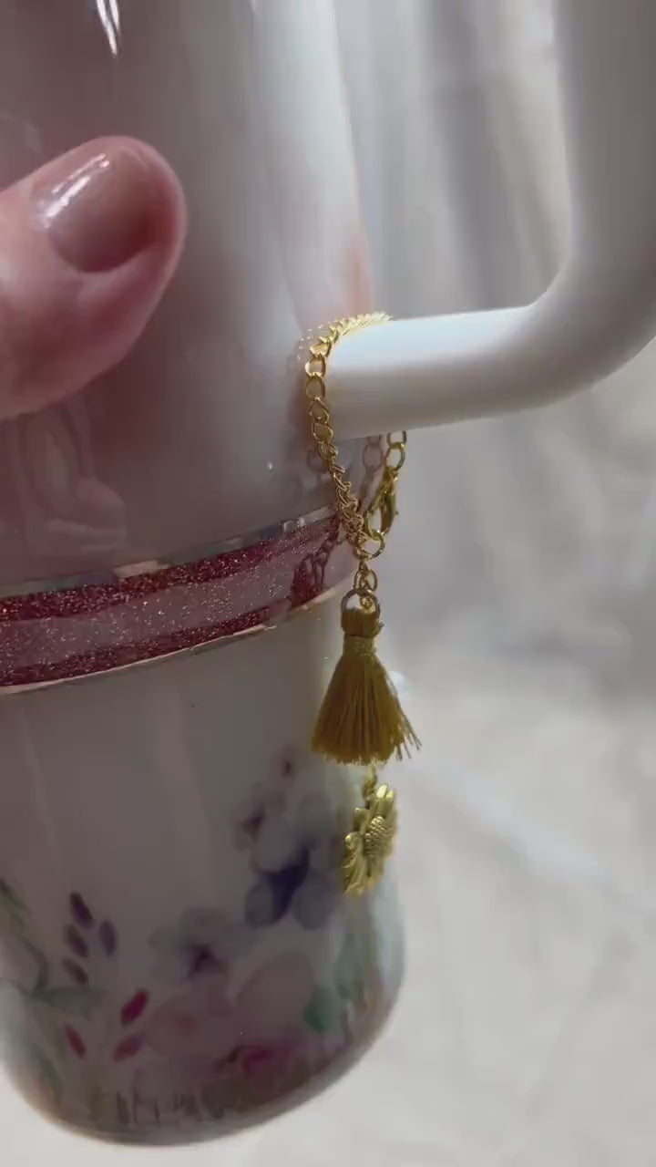 Charm for Stanley, Accessories tumbler handles, Sunflower, tassel and personalized letter charm. Charm for Quencher Cup Gift