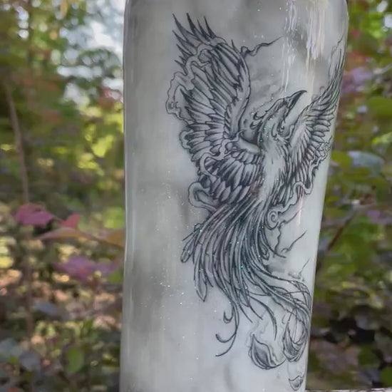 Phoenix Tattoo Tumbler: Personalized Smoke Effect Stainless Steel Cup