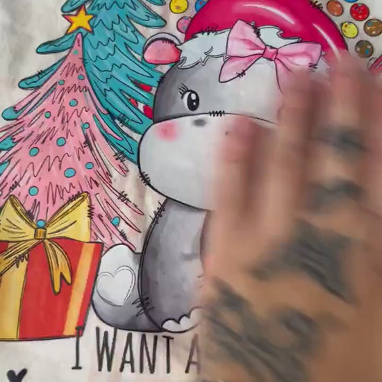 Bleached Hippopotamus Christmas Flannel Shirt: Distressed Vintage Style