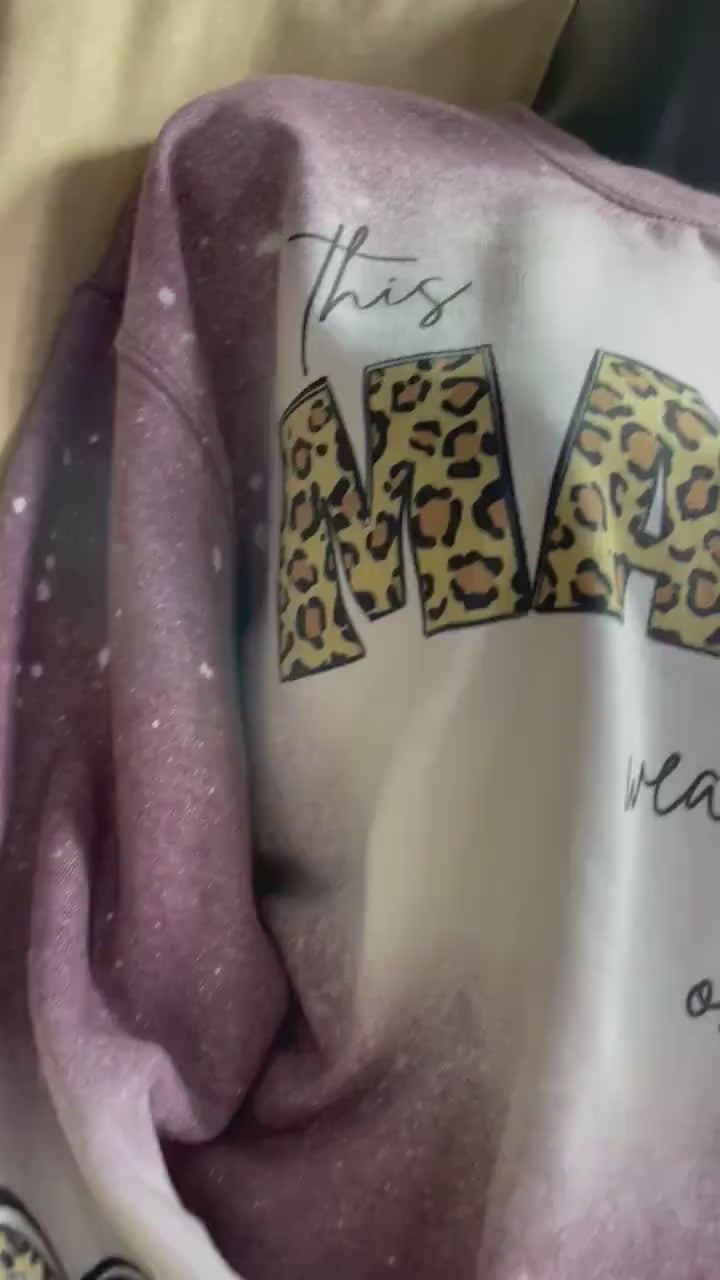 This MAMA wears her heart on her sleeve customizable Bleached Sweater