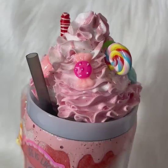 Candy Tumbler, life is like candy sometimes it’s sweet sometimes it’s sour Tumbler, 3d candy cup with 3d faux candy whipped cream.