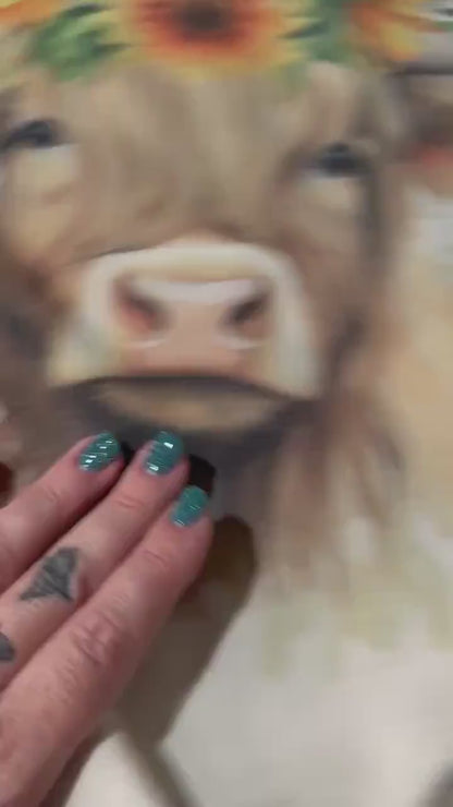 Boho Floral Highland Cow Sweatshirt: Western Style Crewneck