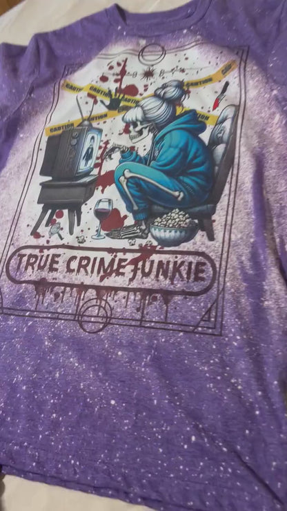 True Crime Junkie Tarot Skeleton Bleached T-Shirt