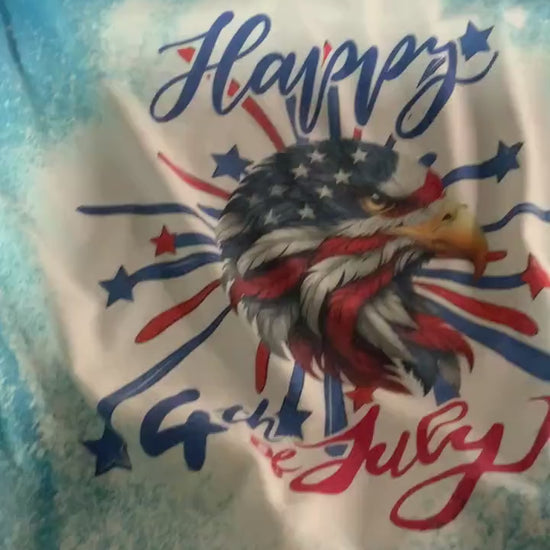 4th of July t-shirt, bleached distressed happy Fourth of July shirt, patriotic tee, super soft eagle top, blue t-shirt, gift for her or him.