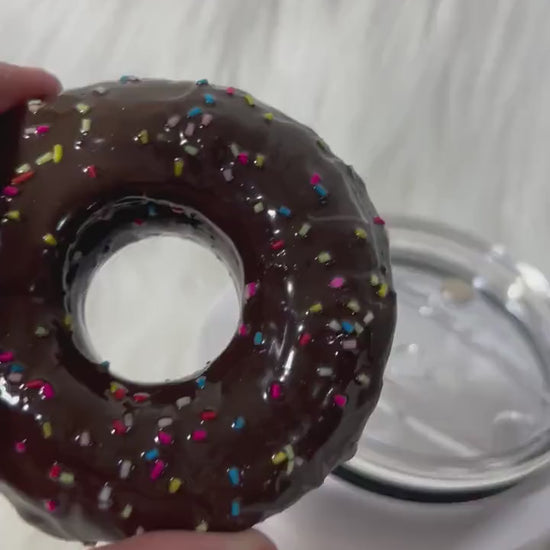 Donut, Chocolate Doughnut removable topper and lid for different size tumblers. Faux topper replacement lid. Tumbler top