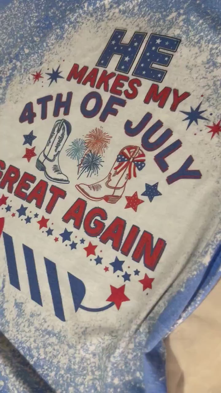 4th of July couples matching shirts, retro distressed patriotic design shirt, bleached blue super soft tee, gift for her or him.