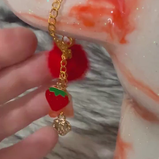 Charm for Stanley, Accessories tumbler handles, Strawberry Themed Charms and personalized letter charm. Gift for her. Gift for teacher.