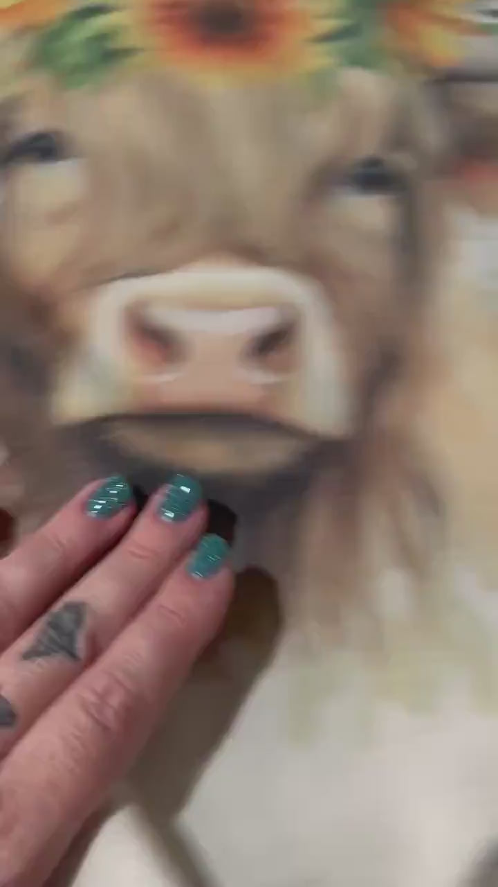 Boho Floral Highland Cow Sweatshirt: Western Style Crewneck