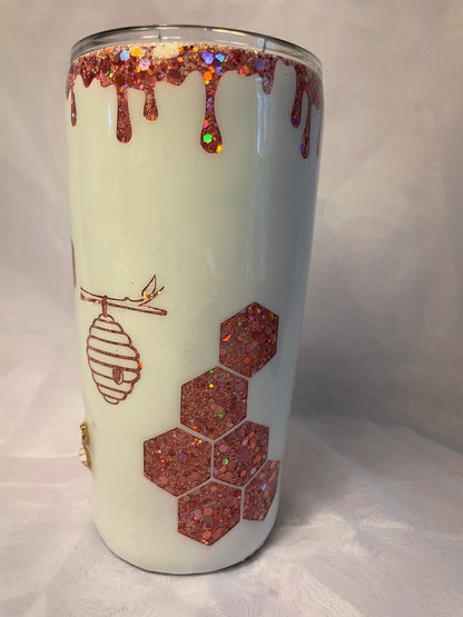 Bee Kind Peekaboo tumbler with embellishment (choose your cup style and size)