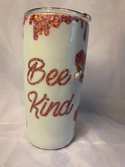 Bee Kind Peekaboo tumbler with embellishment (choose your cup style and size)