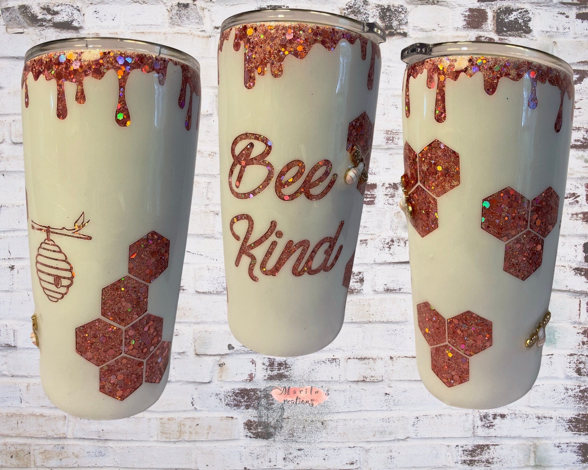 Bee Kind Peekaboo tumbler with embellishment (choose your cup style and size)
