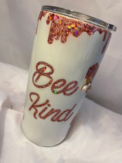 Bee Kind Peekaboo tumbler with embellishment (choose your cup style and size)