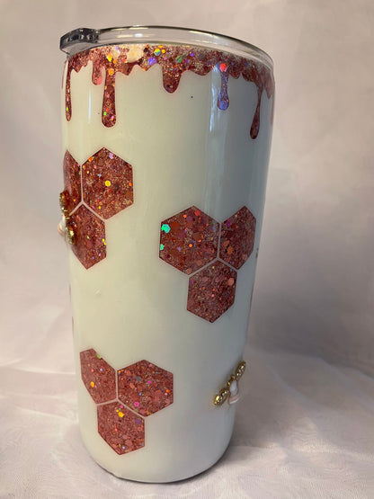 Bee Kind Peekaboo tumbler with embellishment (choose your cup style and size)