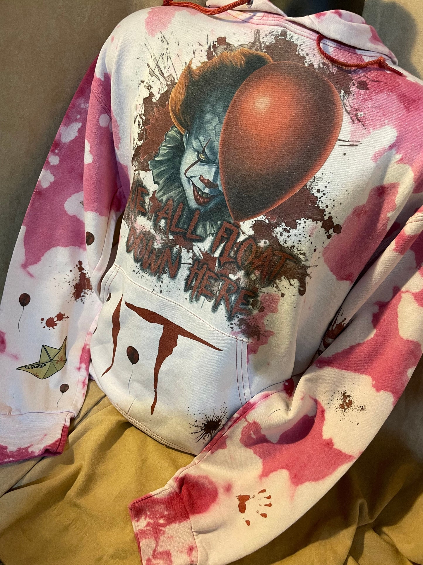 Pennywise (IT) Horror Movie Distressed Hoodie