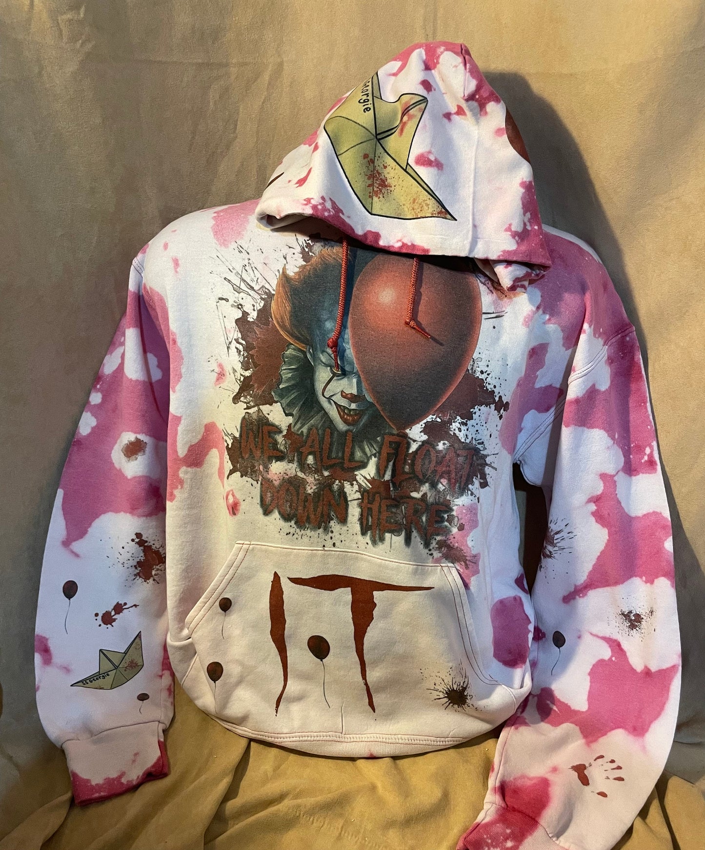 Pennywise (IT) Horror Movie Distressed Hoodie