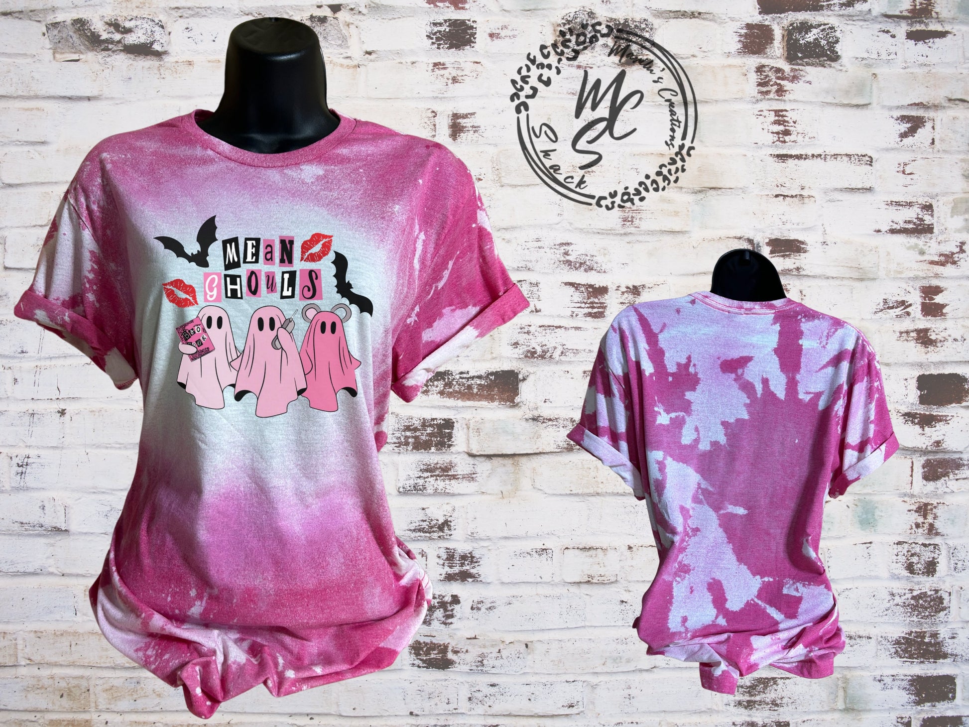 Mean Ghouls bleached/distressed pink t-shirt