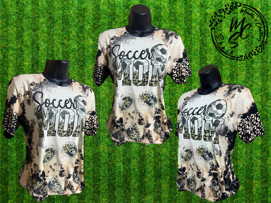 Soccer Mom T-shirt, Custom Hand Bleached with leopard print details