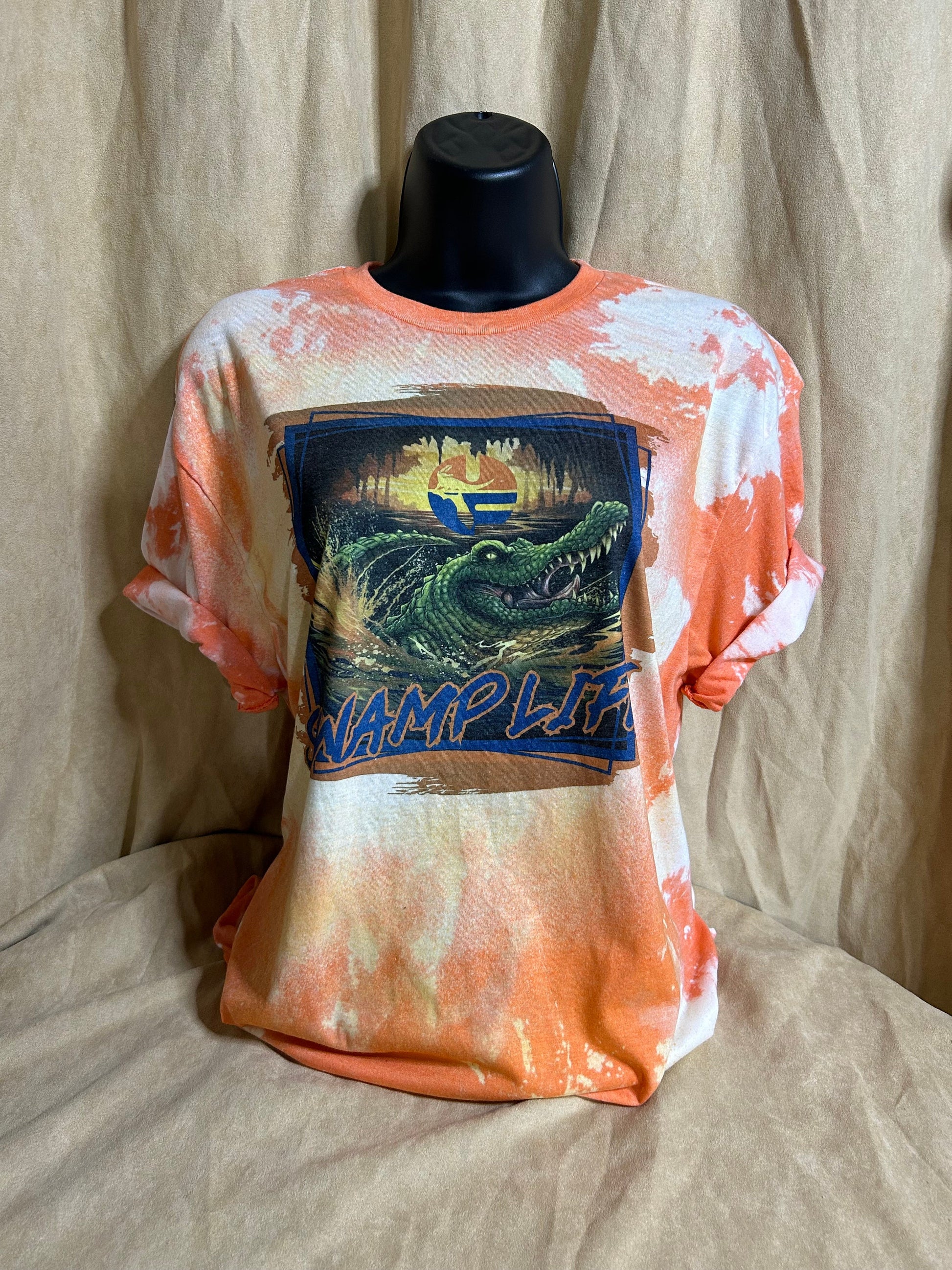 Gators T-shirt in Orange - Bleached/Distressed, Unisex UF shirts, Football tee, Swamp Life.