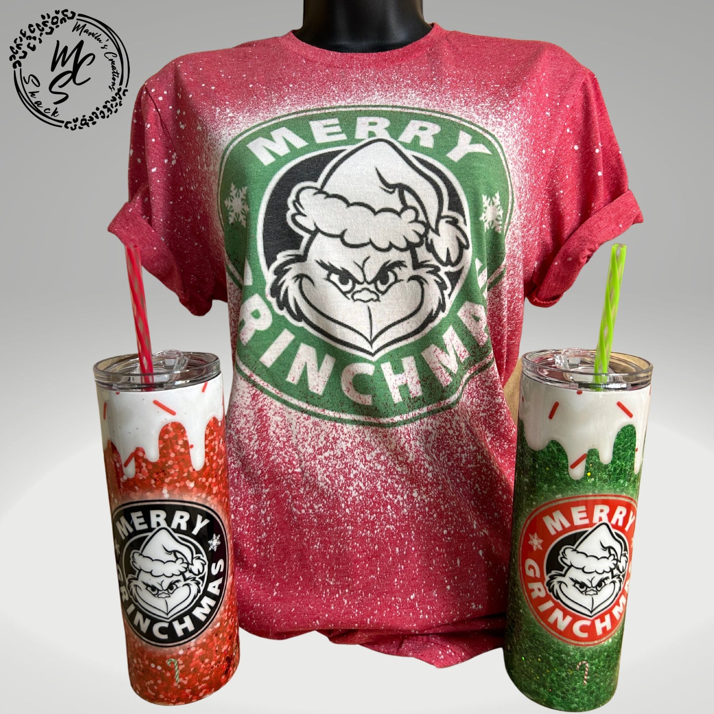 Merry Grinchmas Bleached t-shirt, Christmas Grinch tee, bleached red unisex shirt, holiday top, Merry Christmas tee shirt.