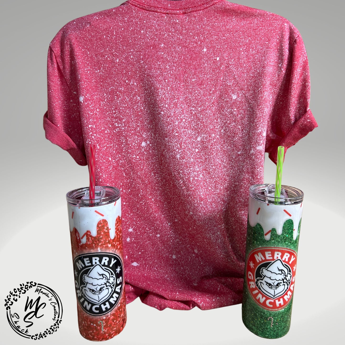 Merry Grinchmas Bleached t-shirt, Christmas Grinch tee, bleached red unisex shirt, holiday top, Merry Christmas tee shirt.