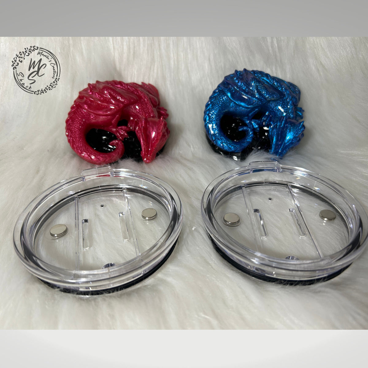 Dragon tumbler topper for 30oz curve, 32ozSlim, 20oz curve… removable dragons toppers in Blue or red but you can request any color